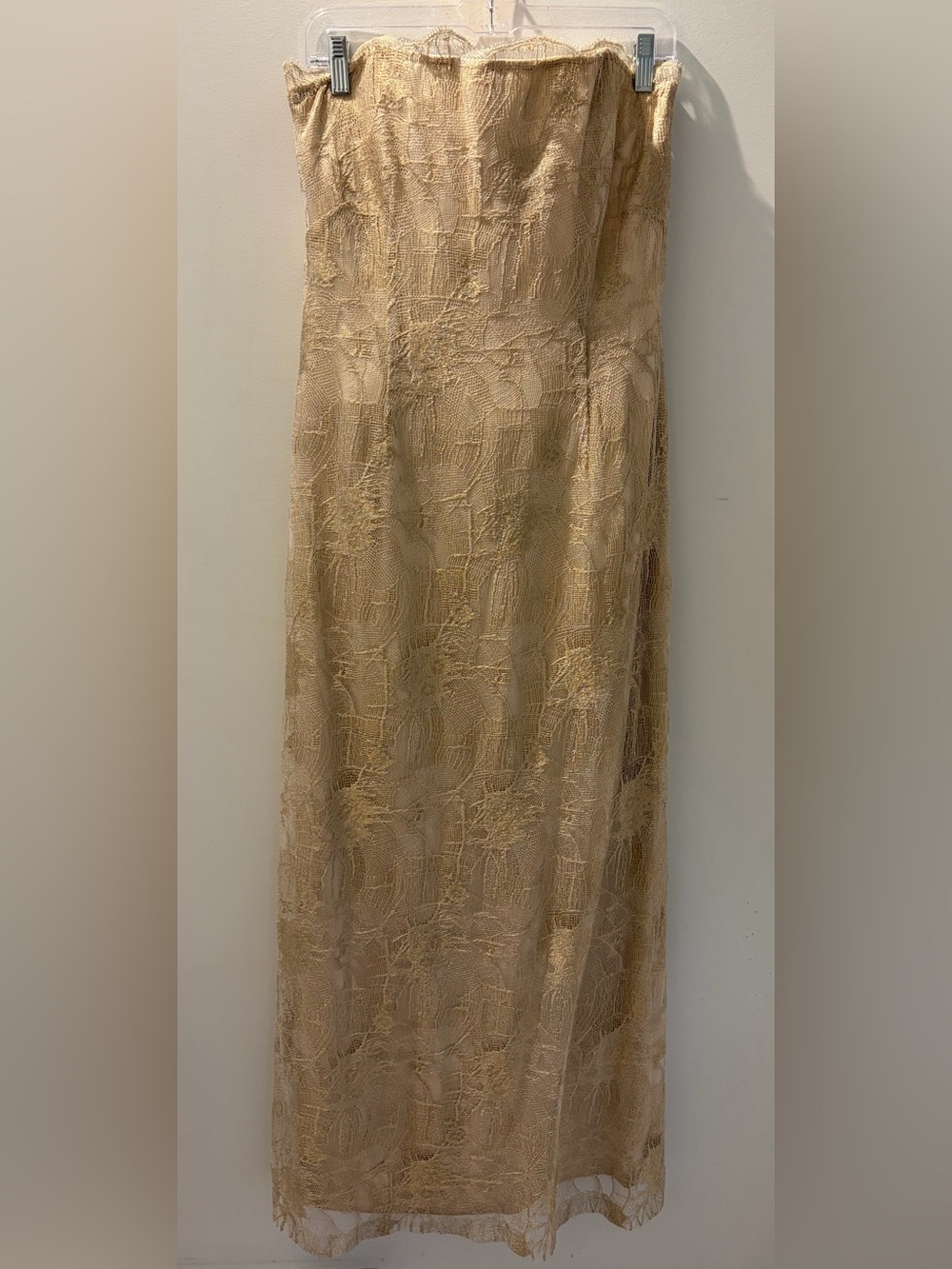 Vintage Manuel Mendoza Champagne Gold Metallic Lace Bustier Gown | Couture - Picture 2 of 6